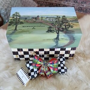 Adorable NWT IOB MacKenzie-Childs Courtly Check Glass Dog Bone 🖤🎄🎅🐾🎁🤍